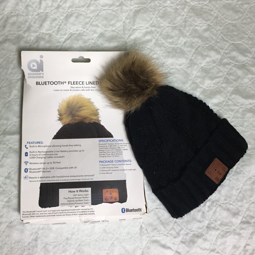 Innovations Bluetooth Fleece Lined Pom Beanie.